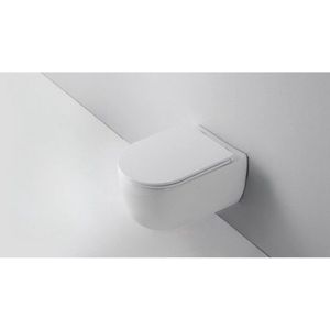 QeramiQ Dely Swirl Wandclosetset - 36.5x53.0cm - diepspoel - rimless - slim softclose zitting - mat wit
