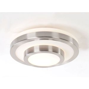 Plafondlamp badkamer Masterring | Ø 26 cm | geborsteld staal / wit | glas / metaal | modern design