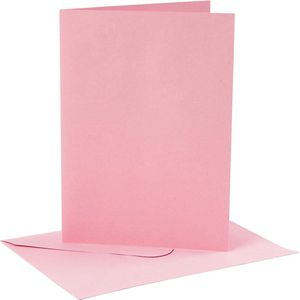Kaarten en enveloppen, afmeting kaart 12,7x17,8 cm, afmeting envelop 13,3x18,5 cm, 220 gr, roze, 4 set/ 1 doos