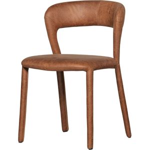 WOOOD Noble Eetkamerstoel - Leerlook - Cognac - 76x51x56