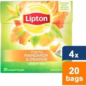 Lipton Mandarin Orange - 20 stuks - Groene Thee - 4 stuks - Voordeelverpakking