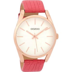 Rosé goudkleurige OOZOO horloge met roze leren band - C9584