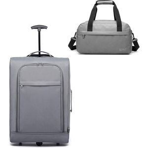Softcase Cabin Trolley Koffer met handbagage tas, lichtgewicht reiskoffer met 2 wielen Kleine koffer voor vliegtuig