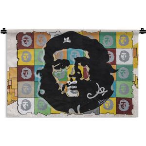 Wandkleed Che Guevara - Che Guevara in silhouetten Wandkleed katoen 180x120 cm - Wandtapijt met foto XXL / Groot formaat!