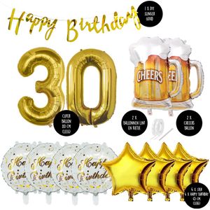 30 Jaar Verjaardag Cijfer ballon Mannen Bier - Feestpakket Snoes Ballonnen Cheers & Beers - Herman