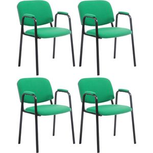 CLP Ken Pro Set van 4 Bezoekersstoelen - Stof groen