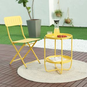 en.casa - Sandefjord - Bijzettafel - Geel - Metaal - 57,5xØ40 cm
