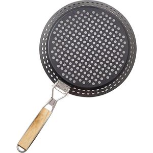 Gietijzeren grillpan, 30,5 cm, anti-aanbak, grill-wokpan, grill-wok-pannen, Bbq-grillpannen voor kookplaat met afneembare inklapbare handgreep