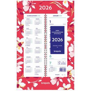 Brepols Week omlegkalender 2026 - Fantasy - Week begint op maandag - 20 x 31 cm - Rood