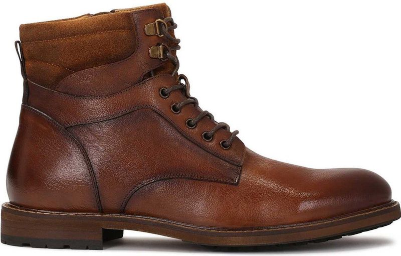 Brown smooth leather and suede boots