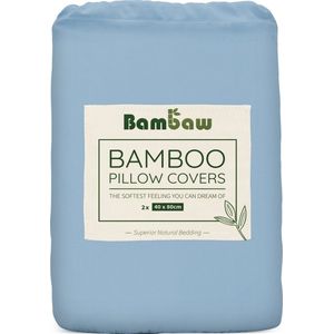 Bamboe Kussenslopen | 2 stuks | Eco Kussensloop 40 bij 80 cm| Lichtblauw | Luxe Bamboe Beddengoed | Hypoallergeen Kussensloop | Puur Bamboe viscose rayon Kussensloop | Ultra-ademende Stof | Bambaw