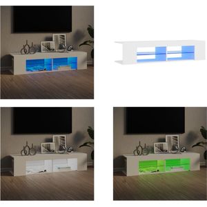 vidaXL Tv-meubel met LED-verlichting 135x39x30 cm wit - Tv-kast - Tv-kasten - Televisiekast - Televisiekasten