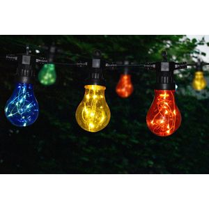 Tuinverlichting -  lichtsnoer - 10 lampen - elke lamp met 10 multicolor LED - 4,5 meter - voor buiten