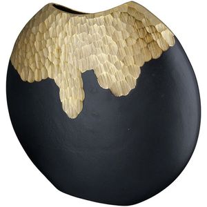 metalen vaas vafo - aluminium - 5x33x30 cm - zwart goud
