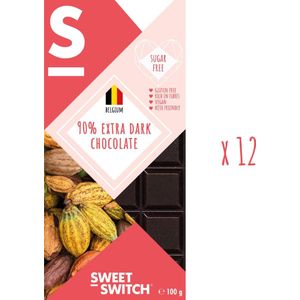 SWEET-SWITCH® - 90% Extra Dark Belgian Chocolate 12 x 100 g