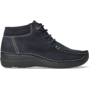 Wolky Hoge veterschoenen Seamy Moc blauw nubuck