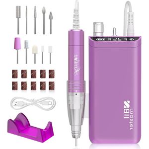 Nail Cutter Rechargeable Electric - 35000 rpm Pedicure Manicure Set for Cuticle Shellac Acrylic Gel Beginners Professional Purple