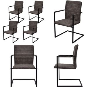 vidaXL Eetkamerstoelen 4 st kunstleer bruin - Eetkamerstoel - Eetkamerstoelen - Bijzetstoel - Bijzetstoelen
