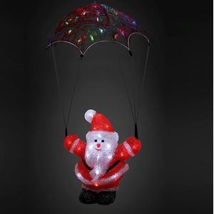 Deuba Kerstfiguur Kerstman Parachute - LED Acryl 31cm –Wit Licht