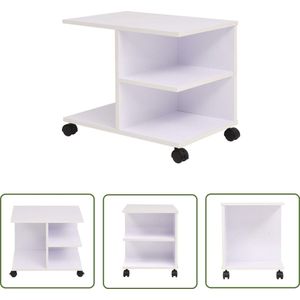 The Living Store Plankenkast verrijdbaar 50x35x42 cm wit - Witte Plankenkast - Meubelkast - Opslagmogelijkheden - Robuuste Kast - Compact Meubilair