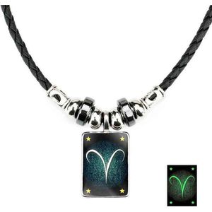 Ram / Aries Sterrenbeeld Ketting met Hanger - Glow in the Dark - Kettingen Heren Dames - Astrologie - Cadeau voor Man - Mannen Cadeautjes Accesoires