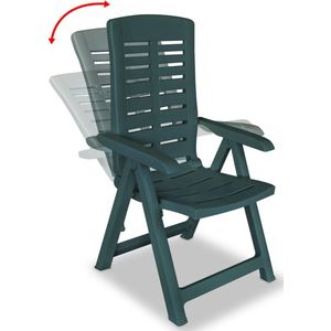 vidaXL Tuinstoelen - 6x Verstelbaar - Kunststof - Groen Tuinstoelen - Kunststof Stoelen - Tuinset - Buiten Meubilair - Lounge Set