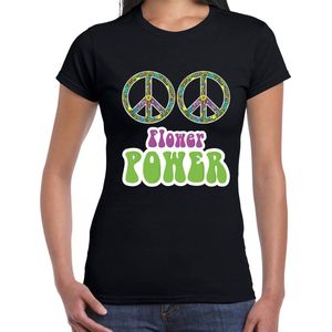 Flower power boobs t-shirt zwart voor dames - Fun shirt S