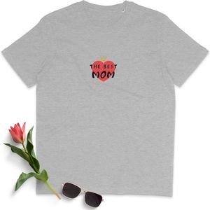 T Shirt Dames - De Beste Moeder - Korte Mouw - Grijs - Maat M