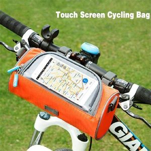 Waterproof Bicycle Handlebar Bag with Transparent Touch Screen - Shoulder Strap for Road Bikes Mountain Bikes Motorcycles Orange