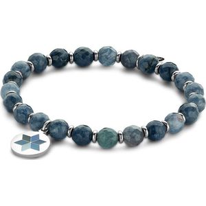 CO88 Collection Majestic 8CB 90505 Natuustenen Armband - Jade - One-size / 6 mm - Donker Blauw