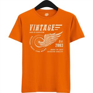 A Vintage Motorcycle Addict Est 2003 | Retro Verjaardag Motor Cadeau Shirt - T-Shirt - Unisex - Oranje - Maat M