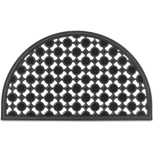 deurmat rubber, halfrond, 75x45 cm, schoonloopmat voor gang, balkon, binnen & buiten, voetmat antislip, zwart