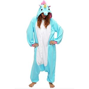 KIMU Onesie Blauwe Eenhoorn Pak - Maat 116-122 - Eenhoornpak Unicorn Kostuum Blauw Pak - Kinderen Zacht Jumpsuit Pyjama Huispak Meisje Festival