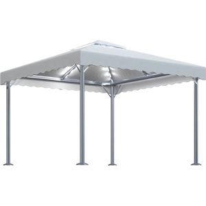 vidaXL-Prieel-met-LED-lichtslinger-300x300-cm-aluminium-crèmekleurig