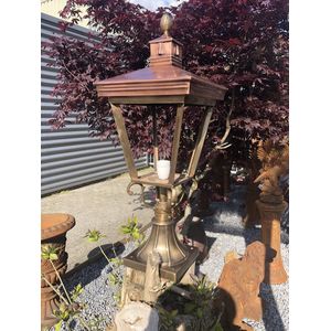 Lamp messing-koper XL op voet, geweldige uitstraling!!