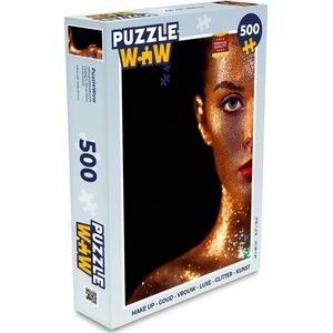 Puzzel Make up - Goud - Vrouw - Luxe - Glitter - Kunst - Legpuzzel - Puzzel 500 stukjes