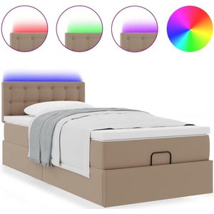 vidaXL - Ottoman - bed - met - matrassen - en - LED's - 90x190cm - kunstleer