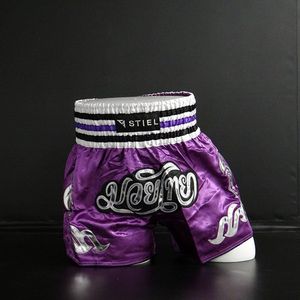 Stiel Muay Thai Short- Broekje - Paars / Wit / Zilver - XL