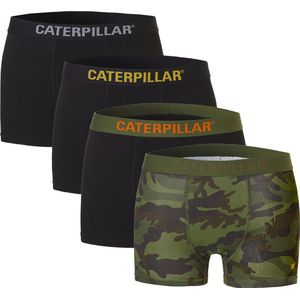 CAT Heren Boxershorts Zwart / Camouflage Groen 4-Pack - Maat M