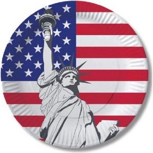 50x stuks USA/Verenigde Staten kartonnen party bordjes - Feestartikelen thema vlag USA