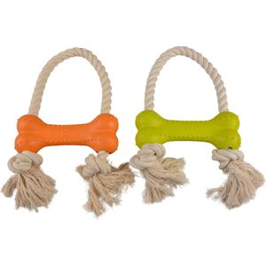 Duvoplus - Speelgoed Voor Dieren - Hond - Eco Rubber Been Bamboe/rijst + Katoen 30x18x4,6cm Gemengde Kleuren - 1st