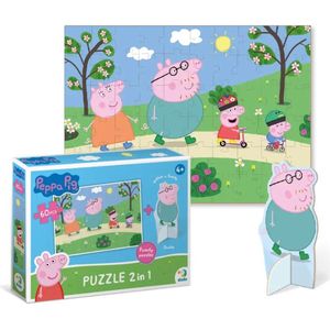 DODO Toys - Peppa Pig Puzzel 2-in-1 met Daddy Speelfiguur 4+ - 60 stukjes - 23x32 cm - Peppa Pig Speelgoed 3-4-5 jaar-Kinderpuzzel 4 jaar