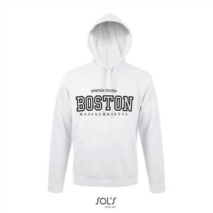 Hoodie 3-200 Boston Massachusetts - Wit, xL