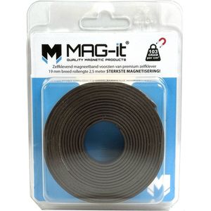 MAG-it® Zelfklevende Magneetstrip | Magneetband - Sterkste magnetisering - Premium Tesa kleeflaag - 19 mm breed en 2,5 mtr lengte