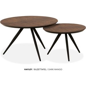 Maxfurn - Set van 2 ronde salontafels met verjongde rand | kleur: Dark mango