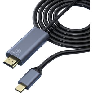 LUXWALLET CHB2 USB C naar HDMI Mannelijk – 4K 30HZ ��– Thunderbolt 3 – 1.8M – Plug & Play - Zwart