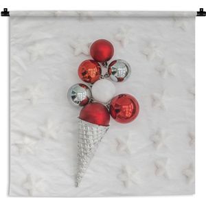 Wandkleed Kerst - De kerstboomballen in de vorm van een ijsje Wandkleed katoen 60x60 cm - Wandtapijt met foto