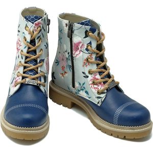 GOBY - Flowers - Enkellaarsjes - Damesboots - Laarzen - Hoge kwaliteit - Handmade - Maat 37