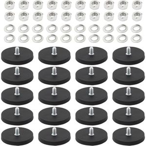 20 stuks anti-kras neodymium rubber gecoate magneet - M6 mannelijke schroefdraad - antislip - sterke Monting - ronde magneet boutdeksels met rubber gecoat