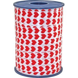 Cadeaulint Hartjes - rood - 250m 10mm- inpaklint - krullint - sierlint - Valentijn - ballonlint [ean=sku©Promoballons]